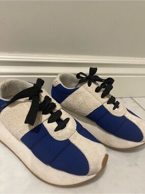 Marni Blue and Cream Lace-Up Sneakers
